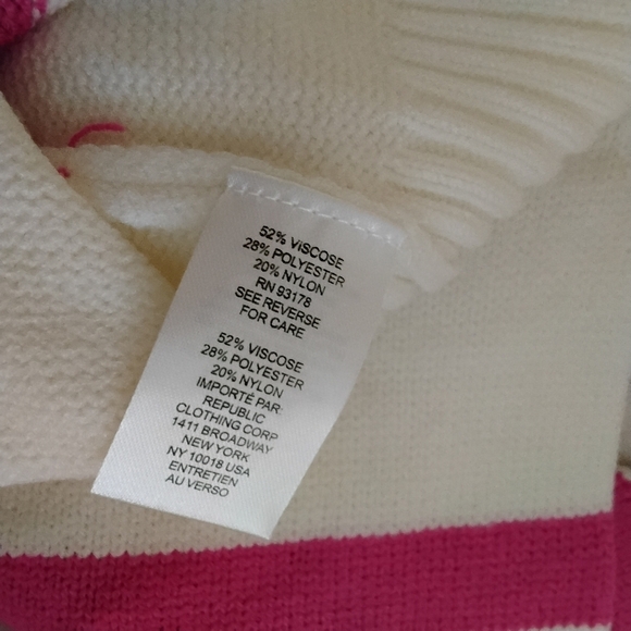 Truth Women's M Long Sleeve Pullover Pink White Stripe Warm Soft Sweater - Picture 5 of 5